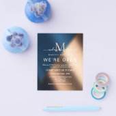 Elegant Blue Rose Gold Wir sind Open Salon Flyer (Einzeln)