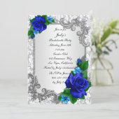 Elegant Blue Rose Hochzeit Junggeselinnen-Abschied Einladung (Stehend Vorderseite)