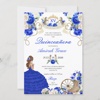 Elegant Blue Rose Western Cowgirl Quinceañera Einladung