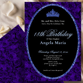 Elegant Blue Roses 18th Birthday Debut Einladung