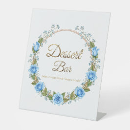 Elegant Blue Roses & Baby’s Breath Dessert Bar Sockelschild