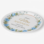 Elegant Blue Roses & Baby’s Breath Pappteller (Schrägansicht)