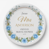 Elegant Blue Roses & Baby’s Breath Pappteller (Vorderseite)