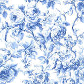 Elegant Blue Roses French Toile Guest Book Gästebuch