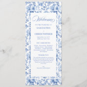 Elegant Blue Roses French Toile Wedding Program Programm (Vorderseite)