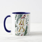 Elegant Blue Rustic 2025 New Years Holiday Card Tasse (Links)