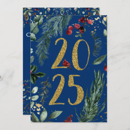 Elegant Blue Rustic 2025 Silvester Party Einladung