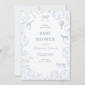 Elegant Blue Safari Baby Shower Einladung (Vorderseite)