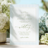 Elegant Blue & Sage Striped Wedding Invitation Einladung