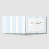 Elegant Blue & Sage Striped Wedding Invitation Gästebuch (Voll)