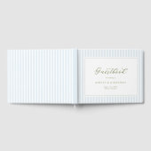 Elegant Blue & Sage Striped Wedding Invitation Gästebuch (Voll)