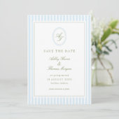 Elegant Blue & Sage Wedding  Save The Date (Stehend Vorderseite)