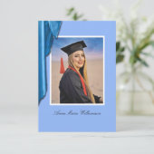 Elegant Blue Satin Grad Party Invite Enclosure (Stehend Vorderseite)