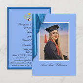 Elegant Blue Satin Grad Party Invite Enclosure (Vorne/Hinten)