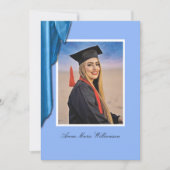 Elegant Blue Satin Graduation Announcement Einladung (Vorderseite)