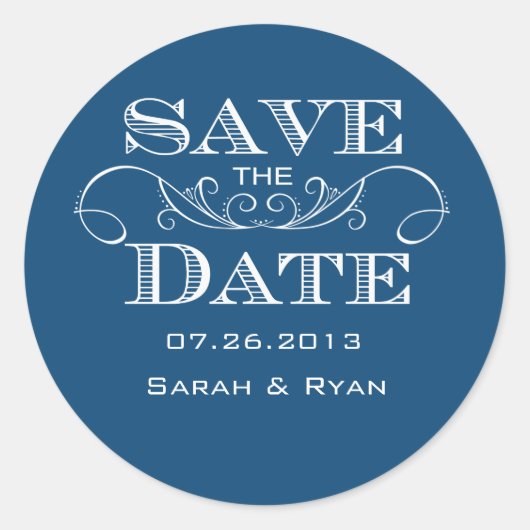 Elegant Blue Save the Date Sticker (Vorderseite)