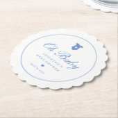 Elegant Blue Script Boys Oh Baby Shower Untersetzer (angewinkelt)