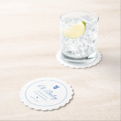 Elegant Blue Script Boys Oh Baby Shower Untersetzer (Vor Ort)