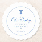 Elegant Blue Script Boys Oh Baby Shower Untersetzer (Vorderseite)