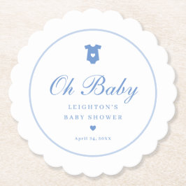 Elegant Blue Script Boys Oh Baby Shower Untersetzer