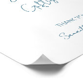 Elegant Blue Script Card und Geschenkplakat Poster (Ecke)
