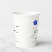 Elegant Blue Script Graduate Pappbecher (Rechts)