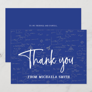 Elegant Blue Script Typografy Math Abschluss Dankeskarte