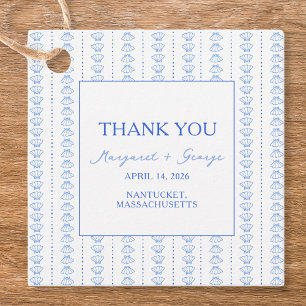 Elegant Blue Seashell Coastal Wedding Vielen Dank Geschenkanhänger