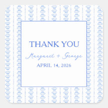 Elegant Blue Seashell Coastal Wedding Vielen Dank