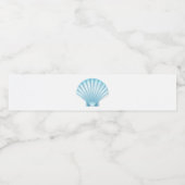 Elegant Blue Seashell Nautical Beach Wedding Wasserflaschenetikett (Einzelnes Label)