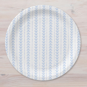 Elegant Blue Seashell Nautical Coastal Wedding Pappteller