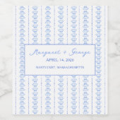 Elegant Blue Seashell Nautical Coastal Wedding Weinetikett (Einzelnes Label)