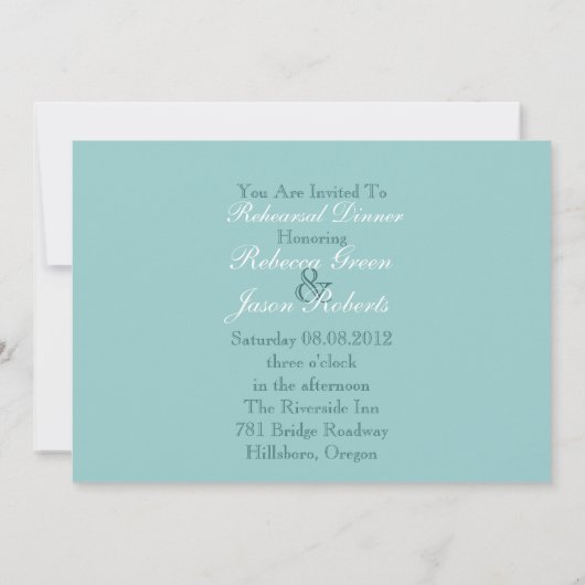 Elegant BLue Seashells Beach Probe Dinner Einladung (Rückseite)