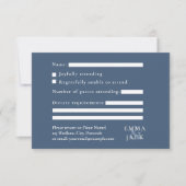 Elegant Blue Serif Ampere und Hochzeit RSVP Karte (Vorderseite)