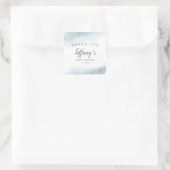 Elegant Blue Silver Baby Shower Quadratischer Aufkleber (Tasche)