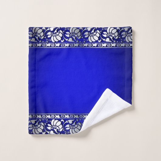 Elegant Blue & Silver Badhandtuch Set (Waschlappen)