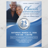 Elegant Blue & Silver Church Anniversary Flyer (Vorne)
