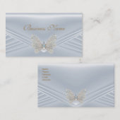 Elegant Blue Silver Diamond Butterfly Jewel Visitenkarte (Vorne/Hinten)