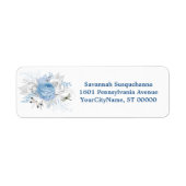 Elegant Blue Silver Dragonfly Floral Address (Vorne)