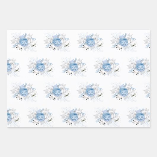 Elegant Blue Silver Dragonfly Floral Geschenkpapier Set (Vorderseite 2)