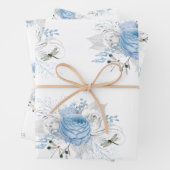 Elegant Blue Silver Dragonfly Floral Geschenkpapier Set (Beispiel)