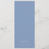 Elegant Blue & Silver Filigree mit Herz Wedding Menükarte (Rückseite)