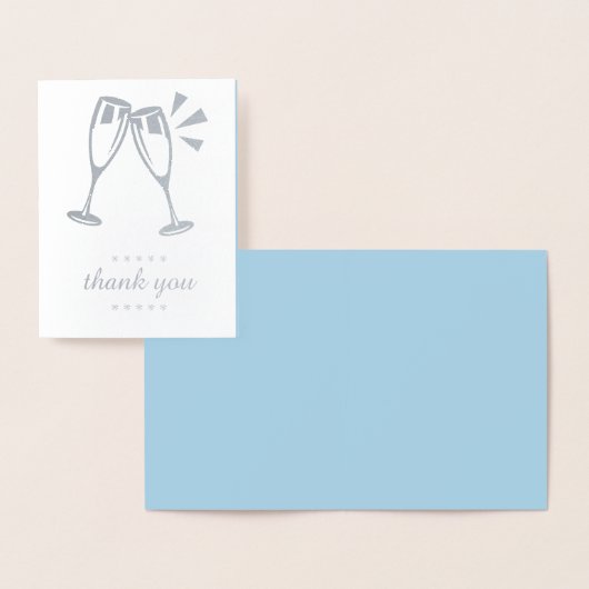 Elegant Blue Silver Foil Wedding Dankeschön Karten (Anzeige)