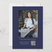 Elegant Blue Silver Glitzer Foto Quinceanera Einladung (Rückseite)