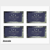 Elegant Blue Silver Glitzer Product Labels Jewels Rechteckiger Aufkleber (Blatt)