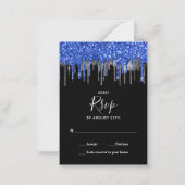 Elegant Blue Silver Glitzer Tropfens Wedding RSVP Mitteilungskarte (Vorderseite)