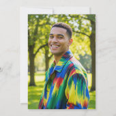 Elegant Blue Silver Gold 23rd Birthday Photo Einladung (Rückseite)