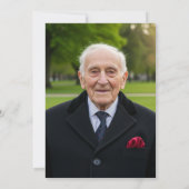 Elegant Blue Silver Gold 95th Birthday Photo  Einladung (Rückseite)