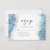Elegant Blue Silver Marble UAWG RSVP Karte (Vorderseite)