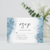 Elegant Blue Silver Marble UAWG RSVP Karte (Stehend Vorderseite)